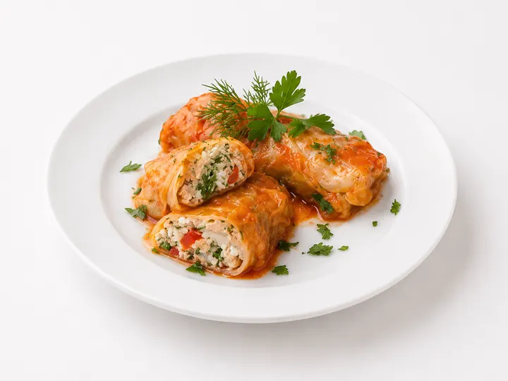Овощные голубцы с киноа и фетой